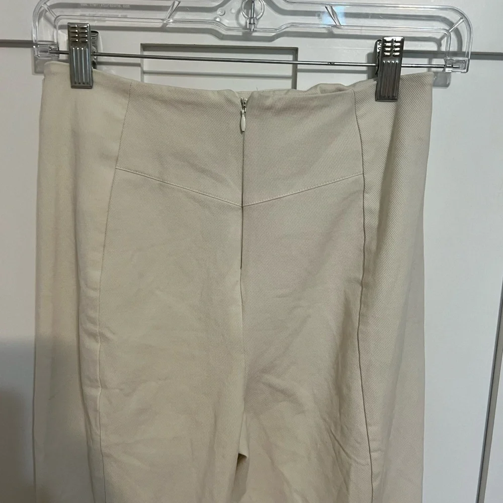 Free People Cream Flare Leg With Split Hem Pants Size Small Zip Back